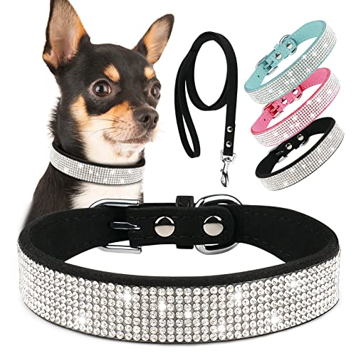 Strass-Hundehalsband mit Leine, glitzerndes Hundehalsband, Diamant-Hundehalsband, Strass-Halsbänder für Hunde, niedliche ausgefallene Katzenhalsbänder mit Baumwolle für XS, Katze, Geburtstagsgeschenk von Epesiri