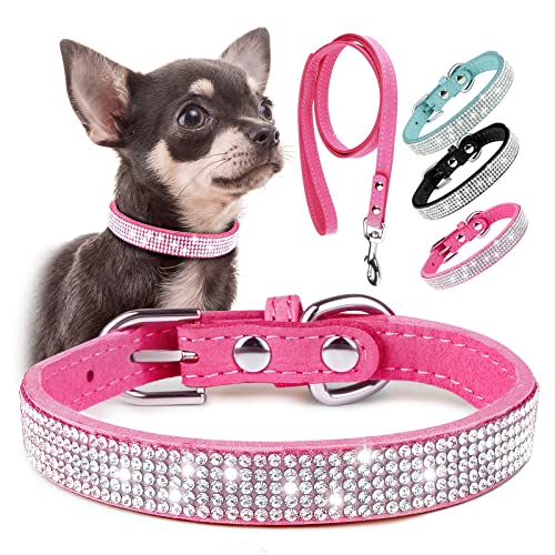 Strass-Hundehalsband mit Leine, glitzerndes Hundehalsband, niedliches rosa Hundehalsband, Strass-Diamant-Halsbänder für Hunde, Mädchen, Geburtstagsgeschenk von Epesiri