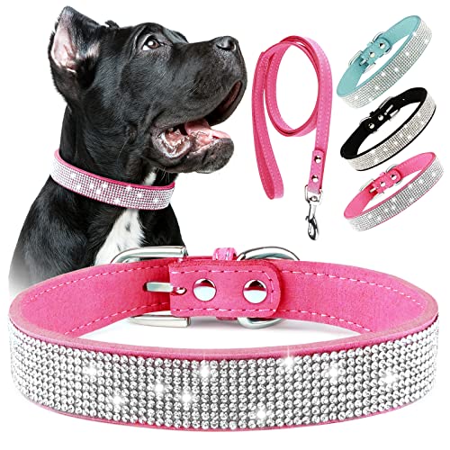 Strass-Hundehalsband mit Leine, glitzerndes Hundehalsband, niedliches rosa Hundehalsband, Strass-Diamant-Halsbänder für Hunde, Mädchen, Geburtstagsgeschenk von Epesiri