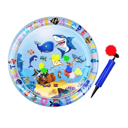 EpheyFIF Aufblasbare Haustier-Spielmatte, 65 x 65 cm, PVC-Wassersensor, Aktivitätspad mit schwimmenden Fischen, kühlendes Sommerspielzeug für Hunde/Katzen, leicht zu reinigen, wasserdichtes Design von EpheyFIF