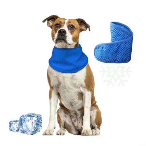 Kühlendes Halsband für Hunde und Katzen, atmungsaktives PVA-Gewebe mit wärmeabsorbierender Technologie, verstellbarer Sommerschal für heißes Wetter, blau, bequemer Nackenwickel für Outdoor-Abenteuer von EpheyFIF