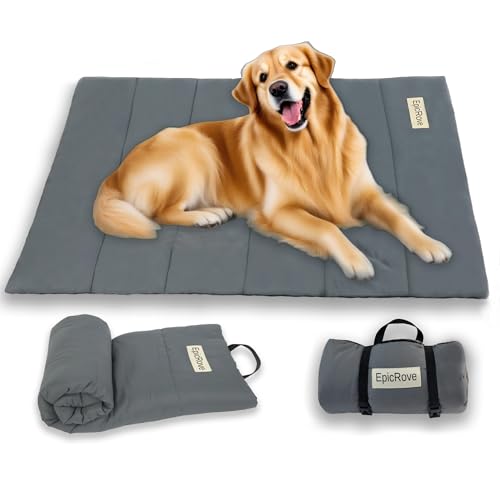 EpicRove Hundedecke für unterwegs wasserdicht – rutschfeste Hundematte 110×68 cm, waschbar Hundebett – Outdoor, Reise & Auto‑Kofferraum Komfortkissen für Hunde & Katzen (Grau) von EpicRove