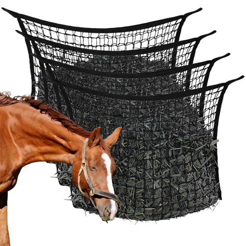 Epicover 4 x Pferdeheunetze, Netztasche für langsames Füttern, 78,9 x 89,9 cm, große Kuh-Futterstation, Polyester-Heunetz mit Aufhängegurten Epicover 4 x Pferdeheunetze, Netztasche für langsames Füttern, 78,9 x 89,9 cm, große Kuh-Futterstation, Polyester-Heunetz mit Aufhängegurten von Epicover