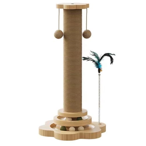 Epodmalx Katzenspielzeug, drehbare Plattform aus Massivholz für Katzen, lustiger Kratzbaum für Katzen, Turm, langlebige Sisal-Kratzbrett, Baum, Haltestange für Katzen von Epodmalx