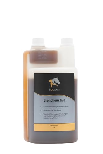 Equanis BronchoActive für Pferde | 1 L | Ergänzungsfuttermittel für Pferde | Zur Unterstützung der Bronchien | Enthält Wirkstoffe aus Hustenkräuter und Bronchialkräuter von Equanis