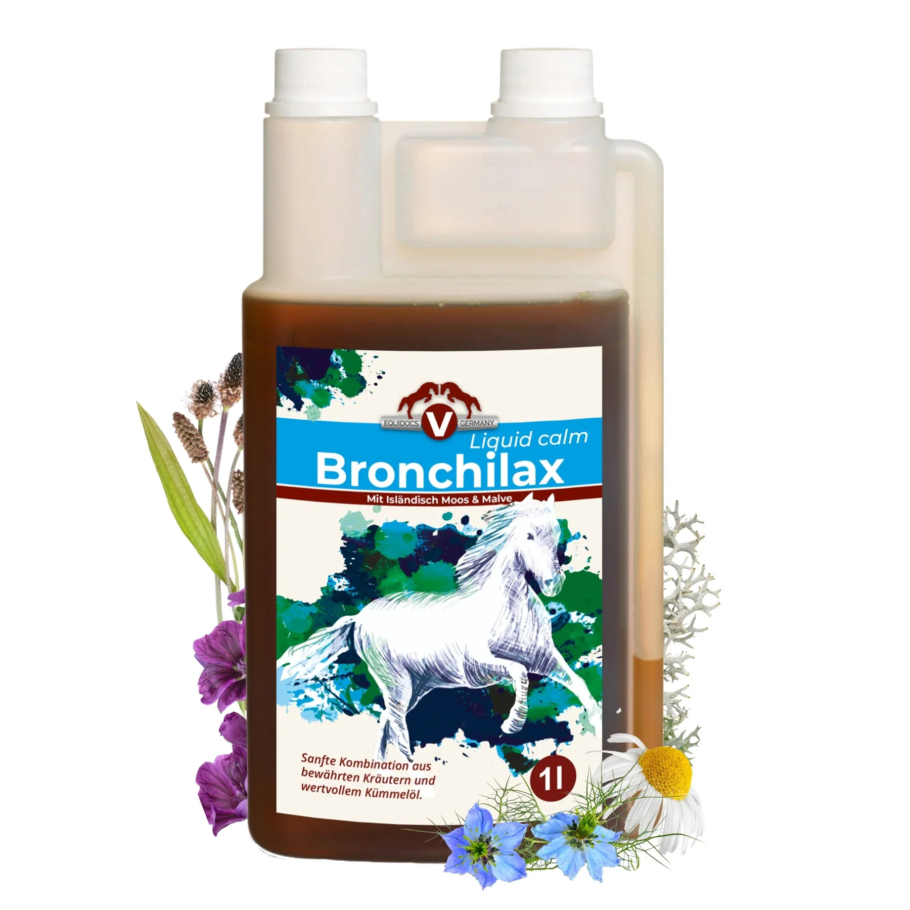Equidocs Bronchilax 1000 ml Zur dauerhaften Unterstützung der Bronchialfunktion von Equidocs