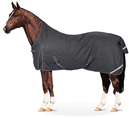 Equinate Regendecke Oakland Highneck Weidedecke mit Fleece 165cm Grau von Equinate