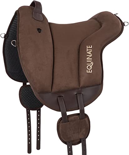 Equinate Reitpad Hamilton aus synthetischem Wildleder Pony Braun - Bareback Pad mit pflegeleichter Neopren Unterseite - Reitkissen Baumloser Sattel von Equinate