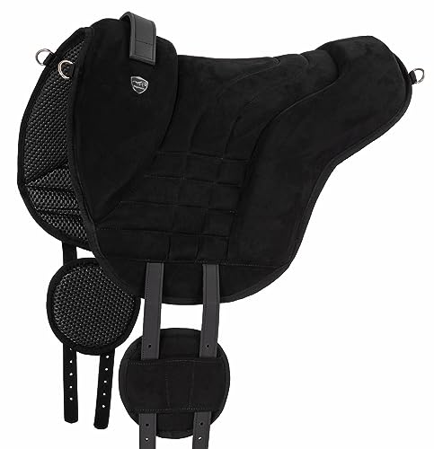 Equinate Reitpad Harper aus synthetischem Wildleder Pferd Schwarz - Bareback Pad mit pflegeleichter Neopren Unterseite - Reitkissen Baumloser Sattel von Equinate