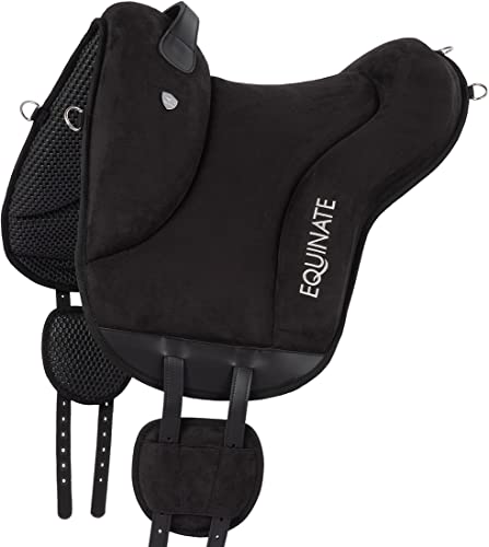 Equinate Reitpad Newfield aus synthetischem Wildleder Pony Schwarz - Bareback Pad mit pflegeleichter Neopren Unterseite - Reitkissen Baumloser Sattel von Equinate