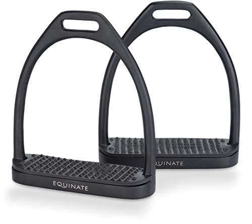 Equinate Steigbügel Midway 10cm Schwarz Matt - Mit Anti-Rutsch Trittfläche aus Gummi - Für Erwachsene und Kinder - 2 Stück Equinate Steigbügel Midway 10cm Schwarz Matt - Mit Anti-Rutsch Trittfläche aus Gummi - Für Erwachsene und Kinder - 2 Stück von Equinate