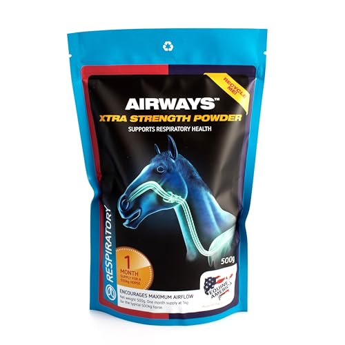 Equine America Airways Xtra Stärke | Premium gebrauchsfertiger Ernährungszusatz für Pferd und Pony | Zur Pflege der Atemwege | 500g von Equine America UK