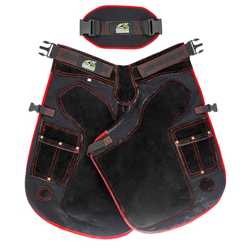 Equine Care Farrier Schürze, 2 mm Rindsleder, 500 g/m² Canvas, Air-Mesh, 63,5 cm Länge, verstellbare Taille (71,1 cm - 132,1 cm), ergonomische Schaumstoffpolsterung, Oberschenkel- und Rückenstütze, 4 von Equine Care