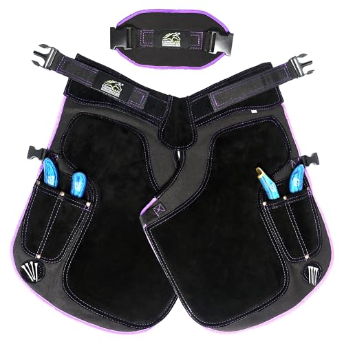 Equine Care Farrier Schürze, 2 mm Rindsleder, 500 g/m² Canvas, Air-Mesh, 58,4 cm Länge, verstellbare Taille (71,1 cm - 132,1 cm), ergonomische Schaumstoffpolsterung, Oberschenkel- und Rückenstütze, 4 von Equine Care