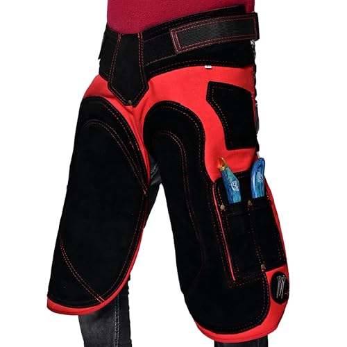 Equine Care 58,4 cm Farrier Schürze – Rindsleder & Canvas, verstellbare Taille 71,1–132,1 cm, 4 Hufmessertaschen, 2 Magnete – Professionelle Hufmesser Chaps für Pferdeschuh- und Huftrimmen von Equine Care