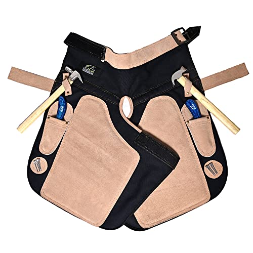 Equine Care Farrier Schürze für Herren, 63,5 cm, Rindsleder, Wildleder und Segeltuch, verstellbare Taille 71,1 - 132,1 cm, 2 Hammerschlaufen, Hufmessertaschen und Nagelmagnete, Luftnetz, Equine Care Farrier Schürze für Herren, 63,5 cm, Rindsleder, Wildleder und Segeltuch, verstellbare Taille 71,1 - 132,1 cm, 2 Hammerschlaufen, Hufmessertaschen und Nagelmagnete, Luftnetz, von Equine Care