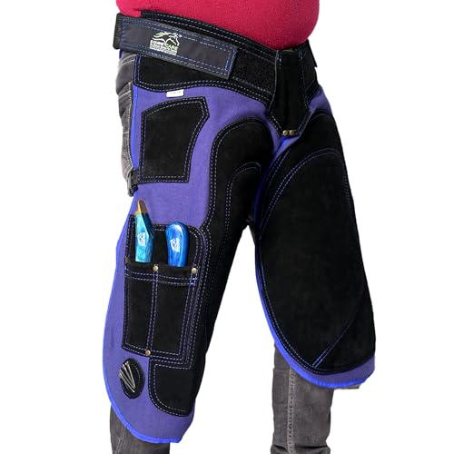 Equine Care Farrier Schürze Chaps – 68,6 cm & 73,7 cm – Wildleder & Segeltuch – 4 Taschen, 2 Magnete – Hufschuh & Hufbesatz – Blau/Schwarz, 75 cm Länge von Equine Care