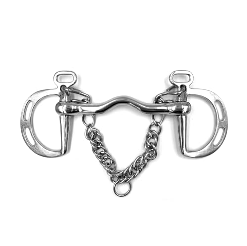 Equine Smile ES0068 Gebiss Kimblewick Springkandare starre Stange mit Schlitzen und Zungenfreiheit aus satiniertem Edelstahl Gebissstärke 16 mm (13.5 cm) von Equine Smile