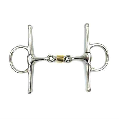 Equine Smile ES0076 Gebiss Knebeltrense Schenkeltrense Doppelt Gebrochen mit beschichteter Kupferrolle aus Edelstahl Gebissstärke 14 mm (13.5 cm) von Equine Smile