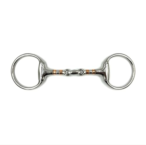 Equine Smile ES0086 Gebiss Olivenkopfgebiss Olivenkopftrense Einfach Gebrochen mit beschichteter Kupferrolle aus Edelstahl Ringdurchmesser 70 mm Gebissstärke 21 mm (12.5 cm) von Equine Smile