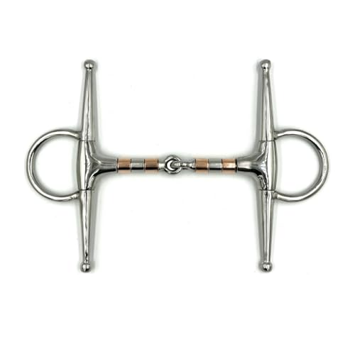 Equine Smile ES0103 Gebiss Knebeltrense Schenkeltrense Einfach Gebrochen mit Kupferrollen Kupfer Roller aus Edelstahl 21 mm (12.5 cm) von Equine Smile