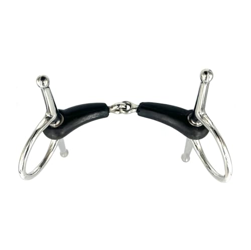 Equine Smile ES0104 Gebiss Knebeltrense Schenkeltrense Einfach Gebrochen mit Gummi aus Edelstahl 21 mm (12.5 cm) von Equine Smile