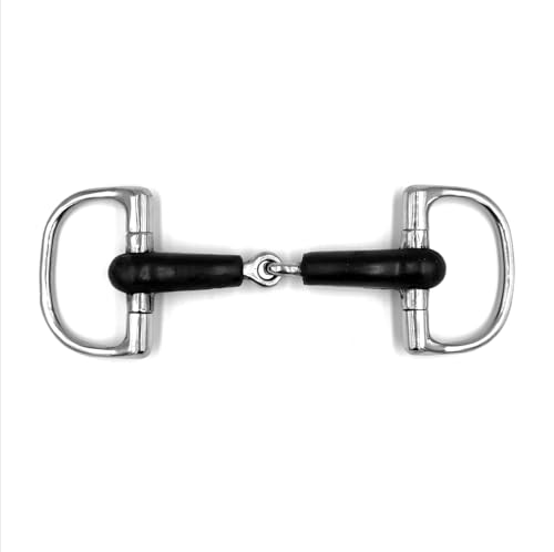 Equine Smile ES0107 Gebiss D-Ring D-Trense Einfach Gebrochen mit Gummi aus Edelstahl Gebissstärke 22 mm (13.5 cm) von Equine Smile
