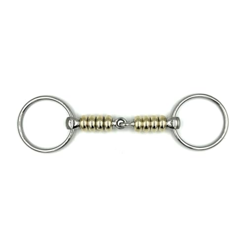 Equine Smile ES0111 Gebiss Wassertrense Einfach Gebrochen mit Kupfer Cherry Roller Ringdurchmesser 65 mm Gebissstärke 22 mm (14.5 cm) von Equine Smile