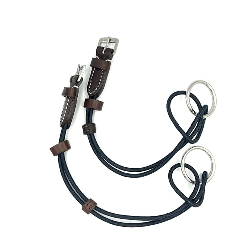Equine Smile ES3011 Backenstücke für Aufziehtrensen Gag Straps Aufziehbackenstücke 35 cm (Braun Leder/Schwarz Nylon) von Equine Smile