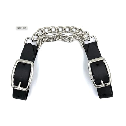 Equine Smile ES3019 Kinnketten Verschiedene Typen Leder Nylon Edelstahl mit doppelt oder gedrehte Kette (Doppelt Kette/Leder Schwarz) von Equine Smile