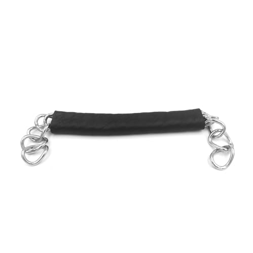 Equine Smile ES3019 Kinnketten Verschiedene Typen Leder Nylon Edelstahl mit doppelt oder gedrehte Kette (Doppelt Kette/Nylon Schwarz) von Equine Smile