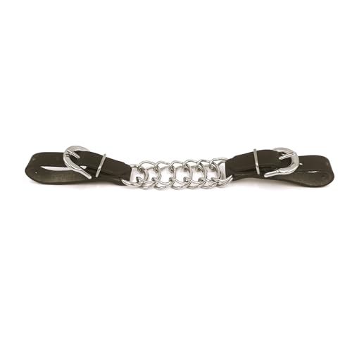 Equine Smile ES3019 Kinnketten Verschiedene Typen Leder Nylon Edelstahl mit doppelt oder gedrehte Kette (Gedreht Kette/Leder Braun) von Equine Smile