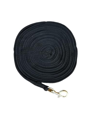 Cushion Horse Longierleine für Pferde und große Hunde, goldfarbener Clip, Länge 8 m, Schwarz von Equipride