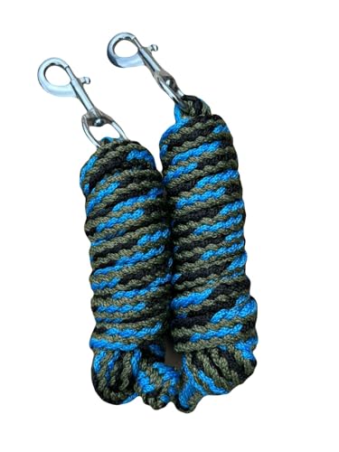 Equipride Führstrick für Halfter, tolle Farbkombination, 2 Meter, 2er-Pack (Blau/Grün/Schwarz) von Equipride