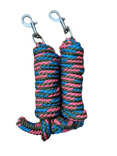 Equipride Führstrick für Halfter für Pferde, tolle Farbkombination, 2 Meter, 2er-Pack (Pfirsich/Blau/Grün) von Equipride