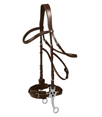 Equipride Hackmore Trensenzaumzeug aus Leder, gebisslos, mit Zügeln, Schwarz und Braun (Braun, Pony) von Equipride