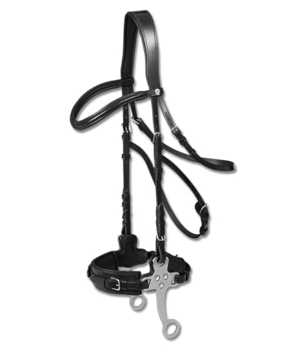 Equipride Hackmore Trensenzaumzeug aus Leder, gebisslos, mit Zügeln, Schwarz und Braun (Schwarz, Pony) von Equipride