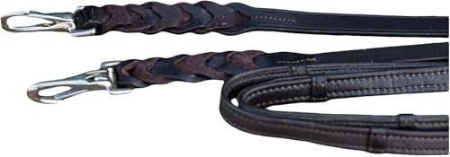 Equipride Lederzügel für arbeitende Jägerzaumzeug mit Schnellspann-Karabinerhaken (braun, extra voll) von Equipride