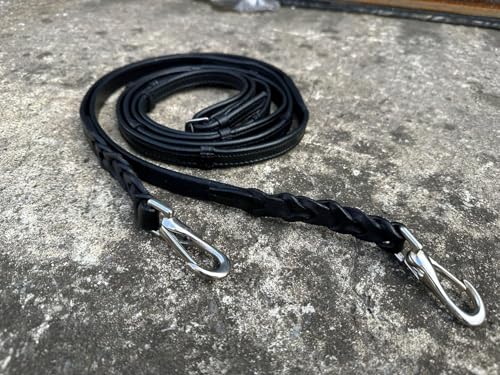 Equipride Lederzügel für arbeitende Jägerzaumzeug mit Schnellspann-Karabinerhaken (schwarz, extra voll) von Equipride