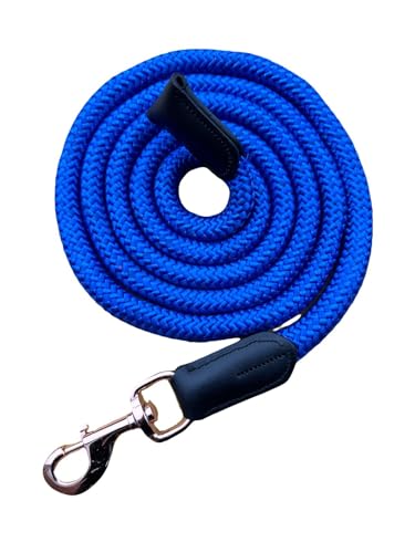 Equipride Luxus-Führstrick für Halfter mit Leder, 18 mm dick, Roségold-Karabiner (Königsblau) von Equipride