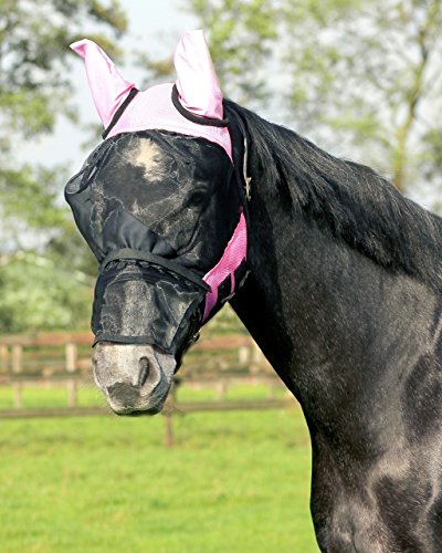 Equipride QHP Fliegenmaske für Pferde, abnehmbare Nasenklappe für Mini Shelandland bis extra volles Pink (voll) von Equipride