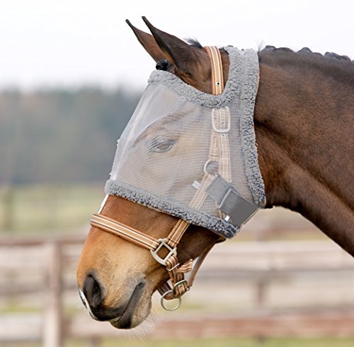 Equipride QHP Fliegenmaske für Pferde, ohne Ohrenschutz, Sheland-Design, extra voll, Grau von Equipride