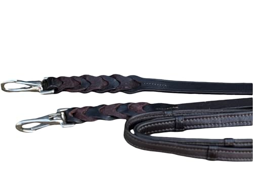 Equipride Zügel aus Leder zum Arbeiten von Hunter mit Schnellverschluss Karabinerhaken (Pony, schwarz) von Equipride