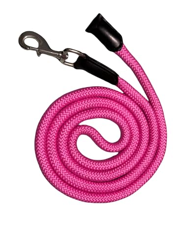 Luxus Pferdeführstrick für Halfter mit Leder 18mm dick (Rosa) von Equipride
