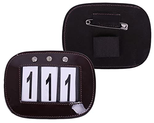 equipride Bling Leder Trensenzaum Startnummernhalter Kristalle für Dressur zeigt Comps Set 2 Stück (braun) von Equipride