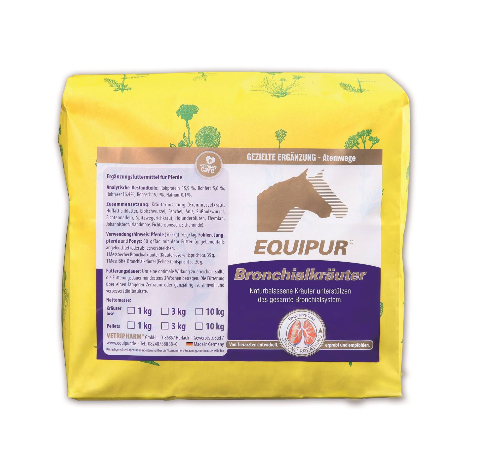 Equipur Bronchialkräuter Pferde 1kg Für die Atemwege Equipur Bronchialkräuter Pferde 1kg Für die Atemwege von Equipur