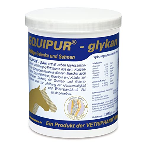 Equipur glykan von Vetripharm| 1 kg | Ergänzungsfuttermittel für Pferde | Kann dazu beitragen Gelenke und Sehnen zu stärken und zu schützen | Enthält Omega-3-Fettsäuren von Equipur