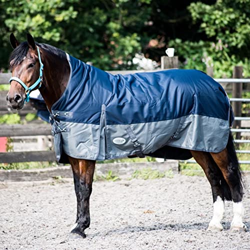 Equitack 1200 Denier Pferdedecke Outdoor Winterdecken Weidedecke mit 100 G Füllung Highneck Navy/Grau 155cm von eQuitack Your Passion Is Our Mission