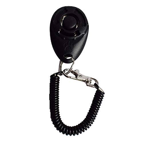 1 Stück Dog Pet Click Clicker Training Trainer Hilfe Handschlaufe Halsband Für Mops (Black, One Size) von EraAja