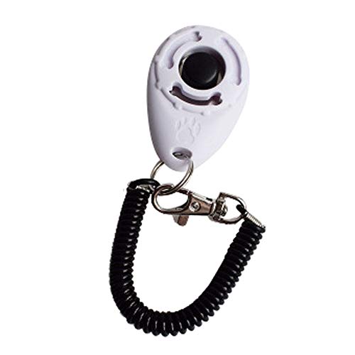 1 Stück Dog Pet Click Clicker Training Trainer Hilfe Handschlaufe Halsband Für Mops (White, One Size) von EraAja